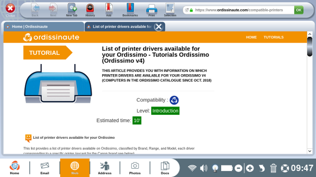 Imprimantes compatibles Ordissimo